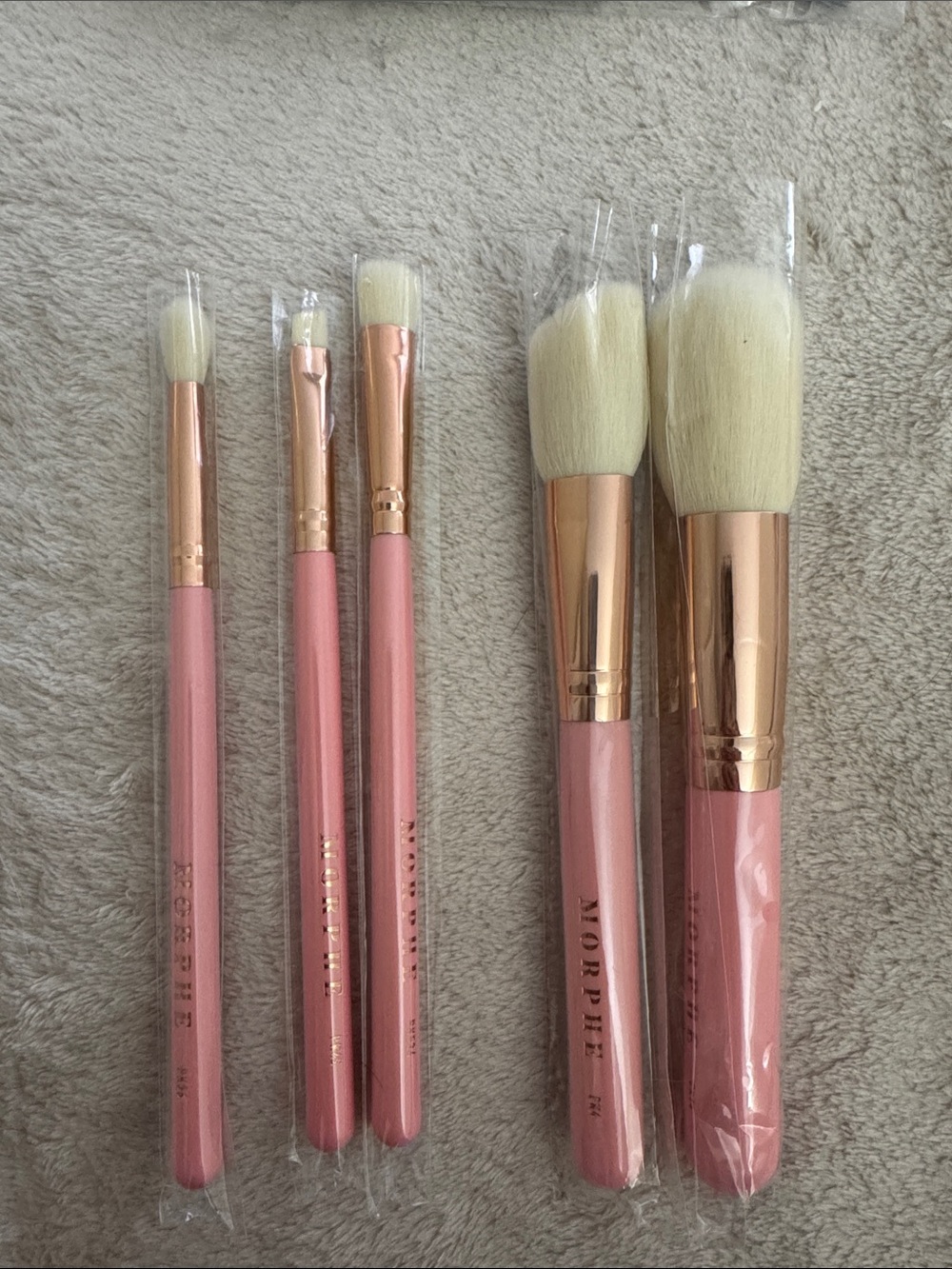 Morphe Pink Makeup Brush Set - 5 Piece Face & Eye Brushes